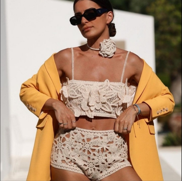 Zara 2 Piece Crochet Crop Top + Fringed Skirt - Picture 5 of 16